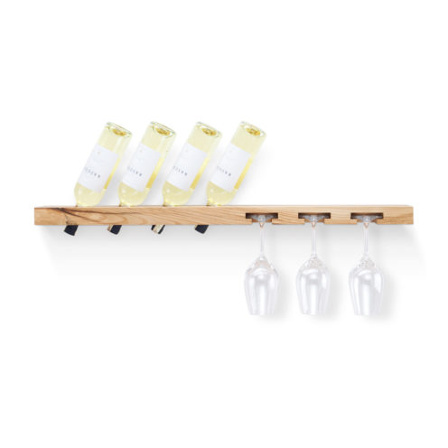 MODEL B wine and glass rack, one piece ash wood
