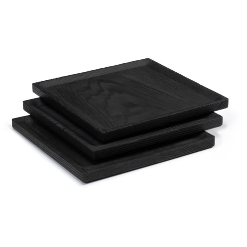 BEST plate – set of 3 square burned ash (black) plates